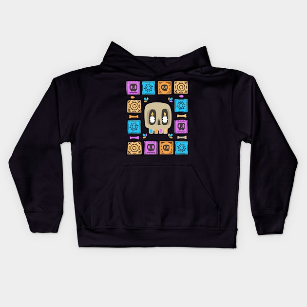 Cute Skull - Día De Los Muerto - papel picado - sugar skull Kids Hoodie by Scriptnbones